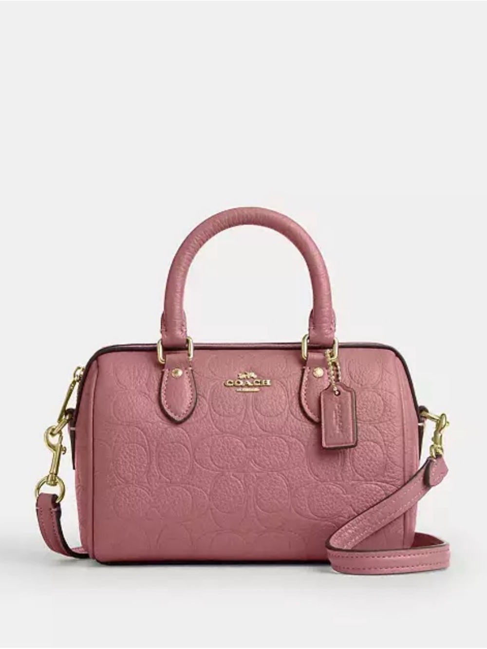 Coach Mini Rowan Crossbody Bag In Signature Leather - Peony